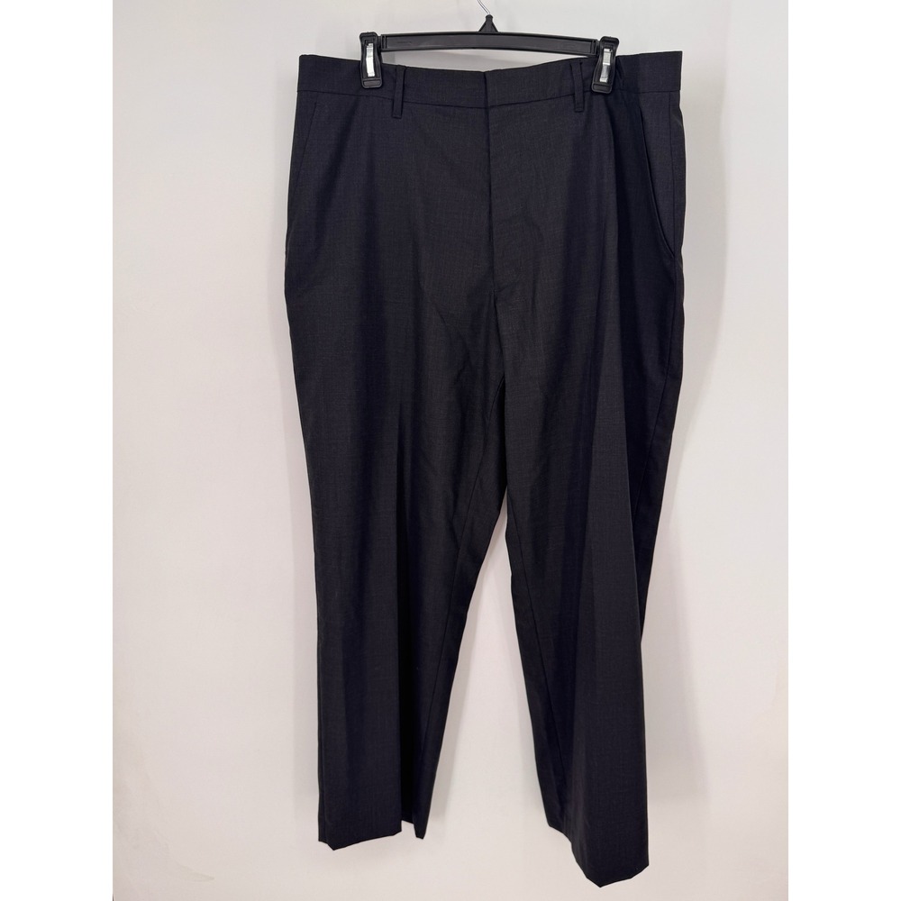 Michael Kors Wool Pants Mens 38x30 Charcoal Grey Flat Front Straight Trousers